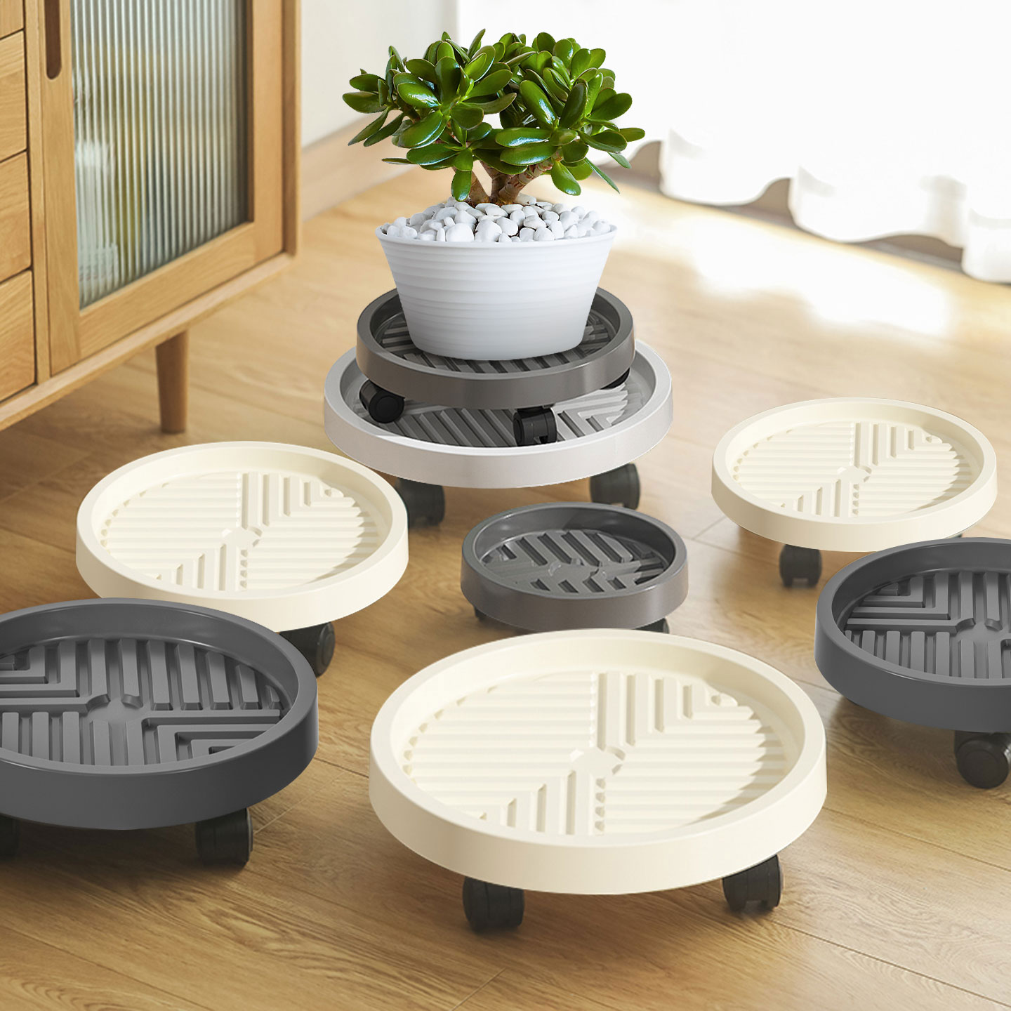 花盆托盘带轮子可移动底座
