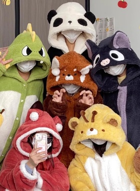 睡衣女款冬季睡袍珊瑚绒加绒加厚学生长款连体秋冬女可外穿家居服