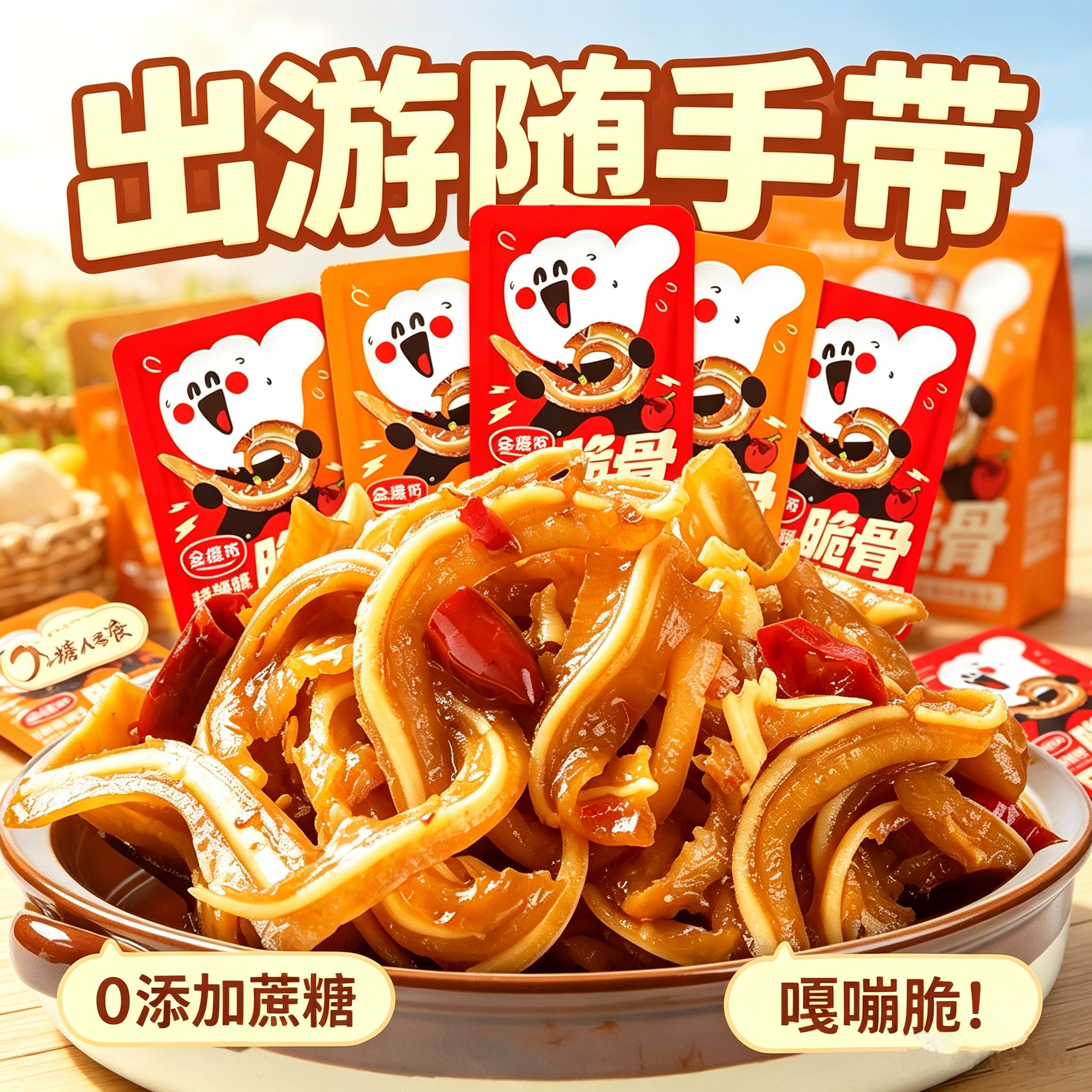 糖尿人专用零食可以吃无糖精猪脆骨麻辣肉食下酒菜办公室休闲零食