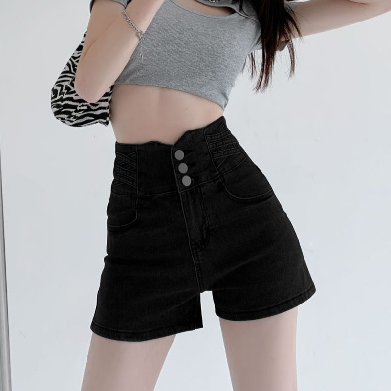 辣妹牛仔短裤女夏季2025年新款直筒超短裤微胖妹妹显瘦mma字热裤