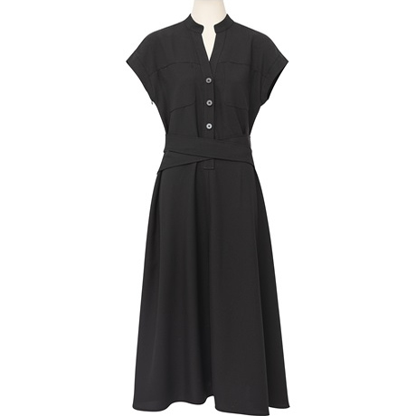 【小太阳严选】Carmen卡蔓高端品牌交叉腰带立领连衣裙CR2DOP306