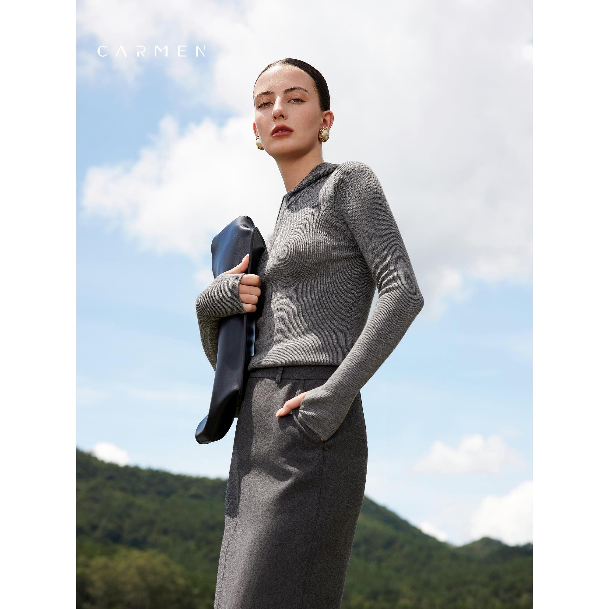 【小太阳严选】一体成型美丽诺连帽针织羊毛衫女25秋TM2EWT1227