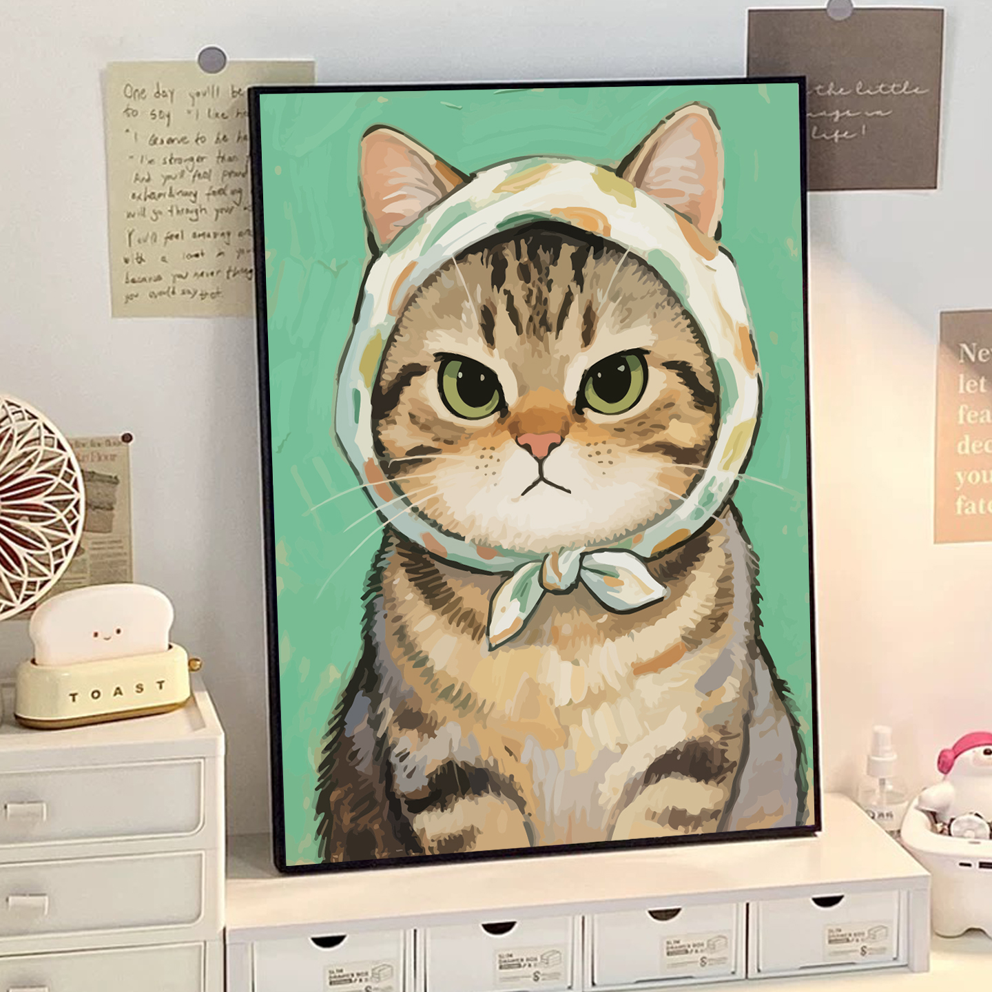 小猫咪肖像头巾系列数字油画diy
