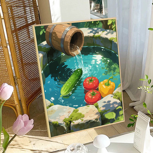 夏日时光diy数字油画治愈风景手绘填充解压丙烯画装 童年里 饰画