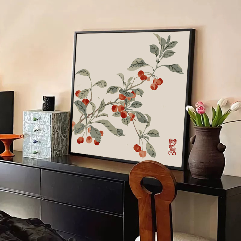 新中式植物花卉数字油画diy手绘丙烯填充填色荷花国画油彩装饰画图片