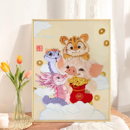 卡通生肖全家福diy数字油画手绘丙烯填充填色定制十二生肖装 饰画