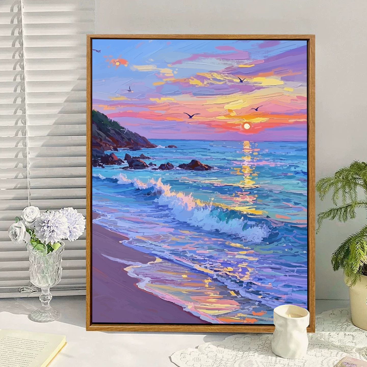 海边夏日数字油画diy解压油彩画