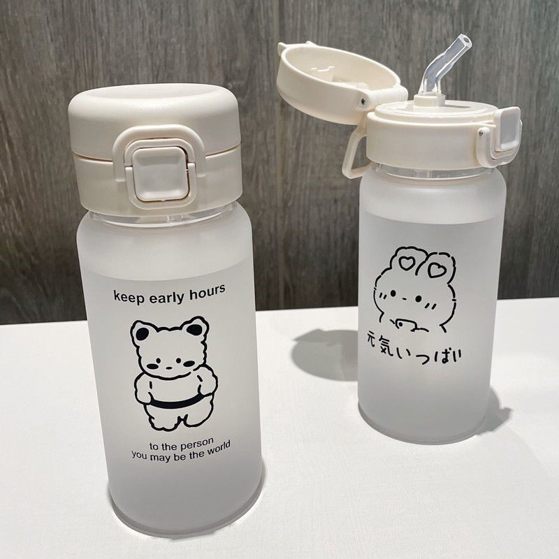 简约防摔塑料吸管水杯女ins学生杯子韩版高颜值可爱便携茶杯500ml