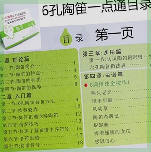 特惠6孔陶笛入门教学自学手册六孔简图谱初学教学教程曲谱陶笛特