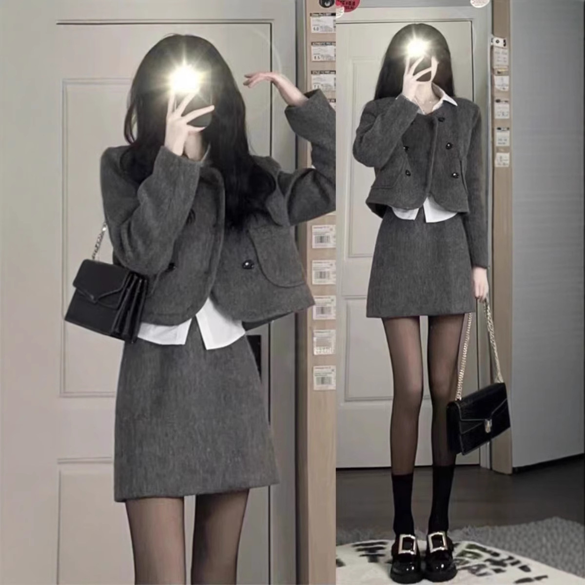 秋冬季2025新款女两件套装小香风连衣裙子韩剧女主富家千金高级