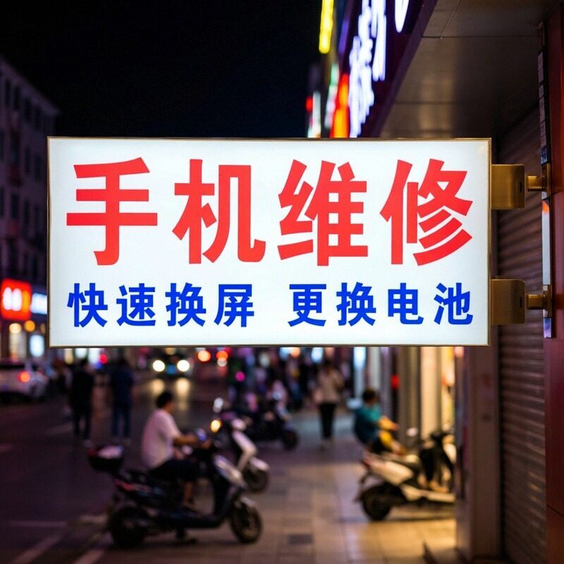 led双面软膜灯箱挂墙式手机维修防雨广告牌展示牌侧招牌悬挂招牌