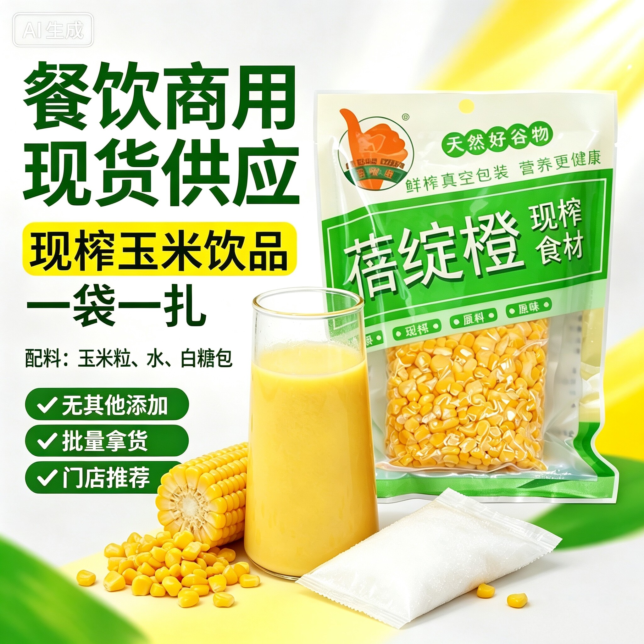 鲜榨玉米汁粒餐饮专用榨汁原材料现榨果汁商用五谷杂粮百香果冷饮