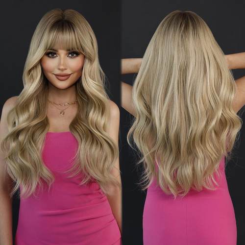 Custom Made-Long Body Wavy Wigs Ombre Blonde Synthetic Hair