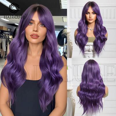 万圣节假发联盟卡莎同款紫色长卷发中分渐变cosplay跨境网红假发