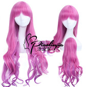 粉紫彩虹渐变 原宿风 蓬松卷发355 暖暖环游世界 Cos假发