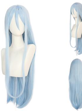 万用假发浅蓝色80cm长直发毛娘cos动漫假发角色造型通用款 送发网