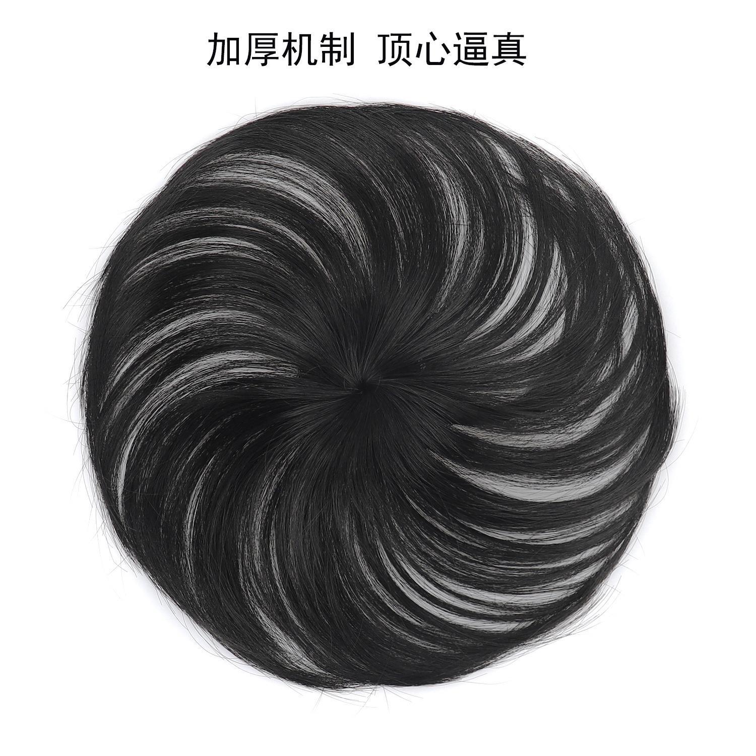 化纤头顶顶心补发块女士头顶遮白头白发补发块透气化纤稀疏补发块