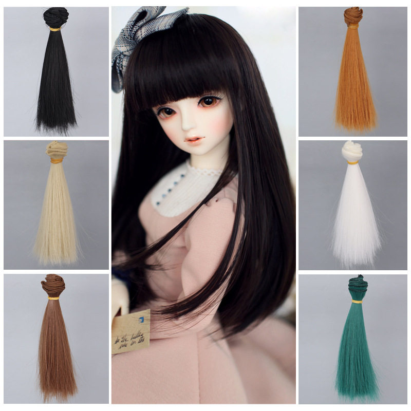 越洋直销 BJD SD ob11娃娃高温丝假发发排直发可儿头发多色15cm图片