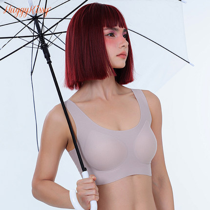 7A抗菌防螨内衣女无痕无尺码大胸显小软支撑运动背心式无钢圈文胸