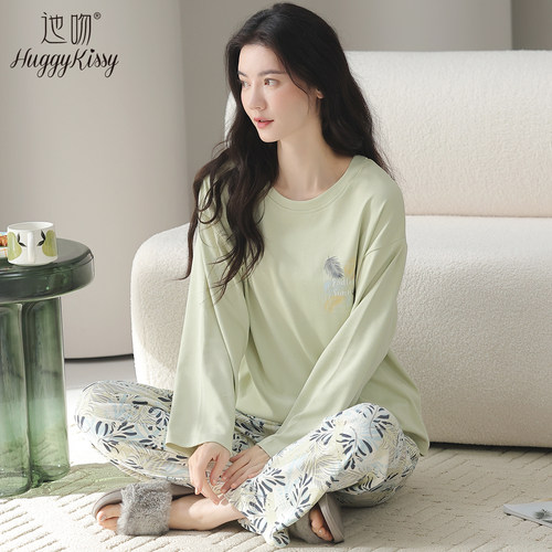 Huggy Kissy 2025新款甜美柔软可外穿睡衣女士春秋纯棉长袖家居服