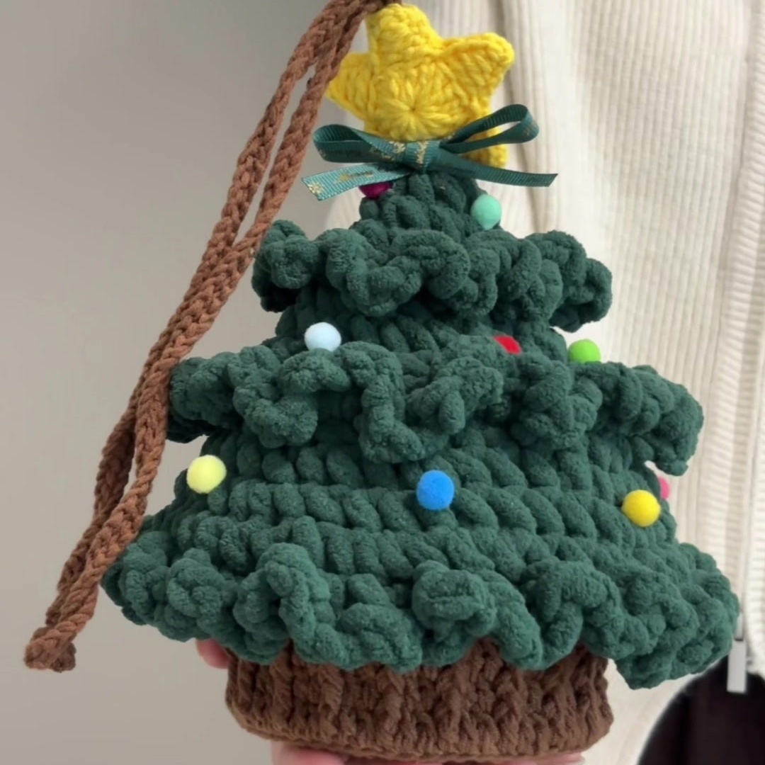 创意手工DIY自制礼物毛线钩针编织苹果挂件材料可爱圣诞树包包
