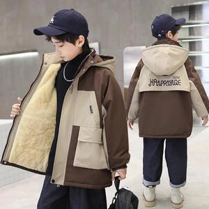 男童秋冬加绒外套儿童装冲锋衣加厚风衣派克服中大童冬季棉服帅炸