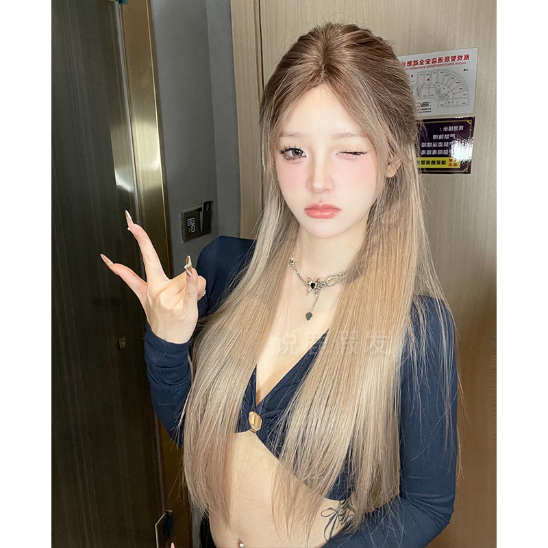 说鹿【猎户座】网红蕾丝假发女长发主播长直发日常全头套长直发
