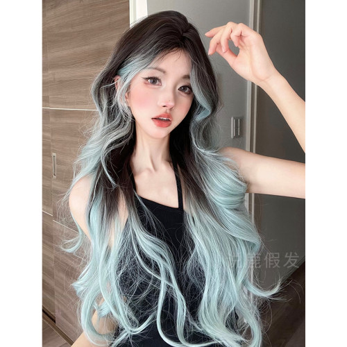 说鹿假发新款渐变女日常网红长卷发自然逼真全头套
