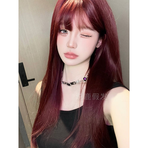 说鹿假发女长发公主切直发一刀切长发 姬发自然仿真全头套式假发