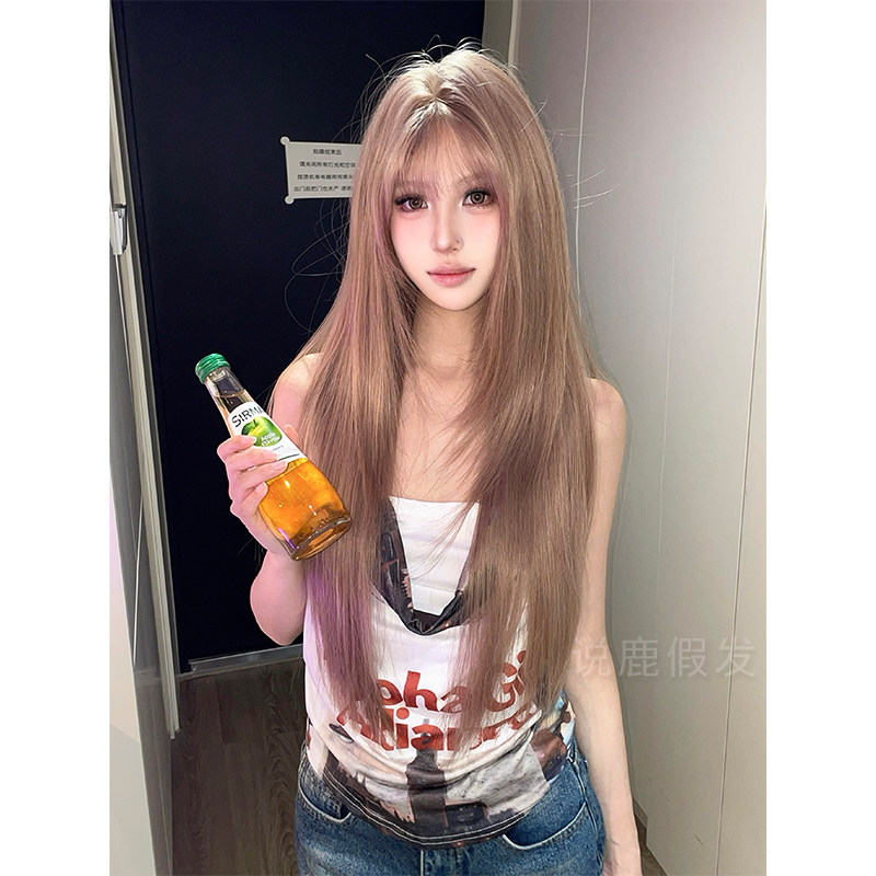 说鹿假发高层次碎剪减龄亚裔风长直发全头假发