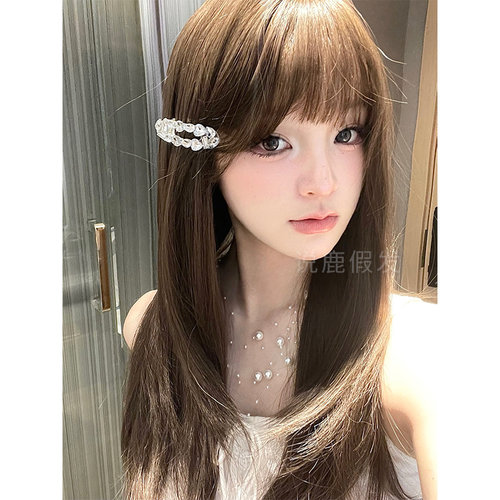 说鹿【日杂麻豆】假发女网红日常齐刘海夏季甜美可爱韩系全头套式