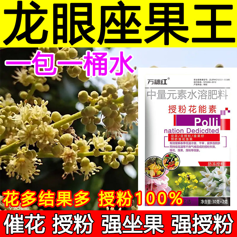 龙眼授粉座果精龙眼授粉药沾花素保花保果强制座果肥料防落果正品