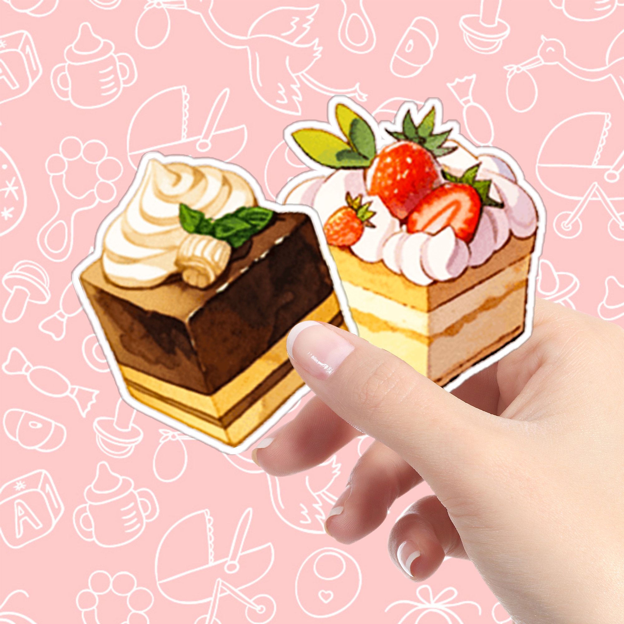 新款美味草莓蛋糕贴纸小众幼儿园儿童奖励店铺装饰可爱小贴画diy