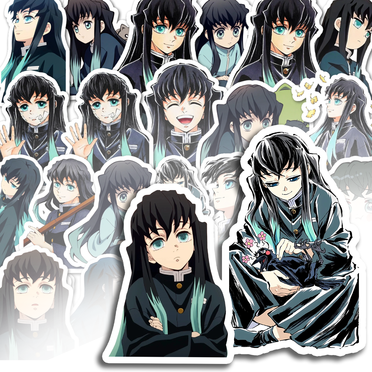 时透无一郎霞柱鬼灭之刃动漫高清爆款定制贴纸周边物料电脑贴画