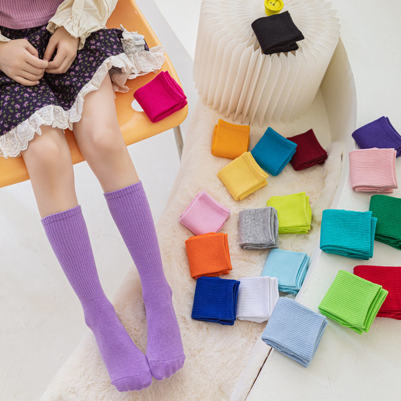儿童彩色袜子春夏新款日系糖果色中筒袜学院风男童女童Jk袜子
