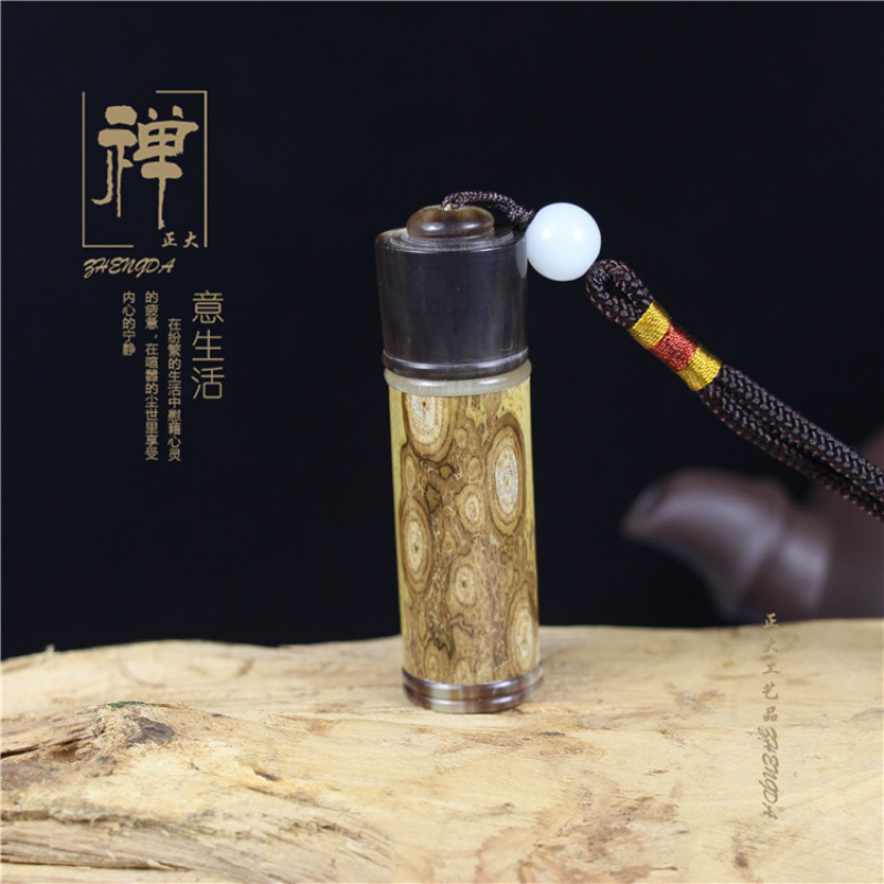 正大精品梅鹿竹镶花牛角螺口香粉