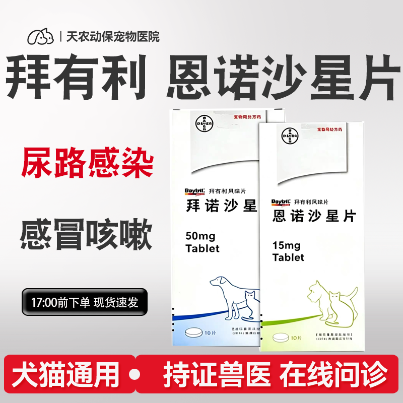 德国拜有利恩诺沙星风味片猫狗泌尿感染伤口皮肤感染肠炎感冒咳嗽