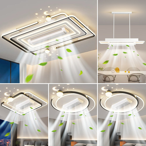 中山照明新款无叶吊扇灯简约现代吸顶灯一体静音吊扇灯护眼客厅