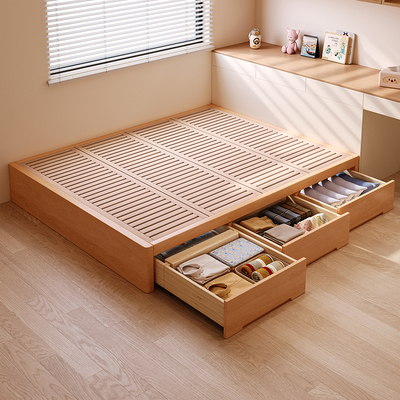 全实木优质山毛榉木排骨架床