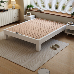 Casa Relax全實(shí)木無(wú)床頭榻榻米齊邊床小戶型松木靜音床板可定制