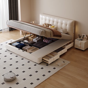 Casa 榉木排骨架 Relax华夫格箱体储物床小户型实木榻榻米带抽屉式