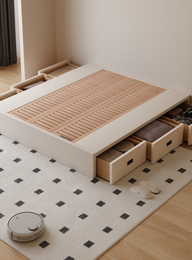 Casa Relax无床头全实木榻榻米双边侧抽床榉木静音排骨架定制尺寸