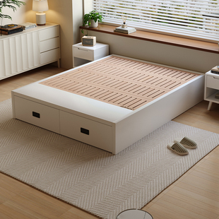 Casa Relax无床头全实木榻榻米尾抽储物床松木静音排骨架定制尺寸