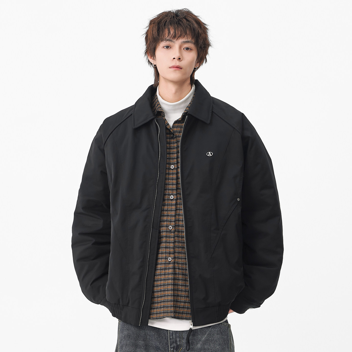 吾一白冬季2025新款男生宽松休闲百搭保暖羽绒服男士工装夹克外套