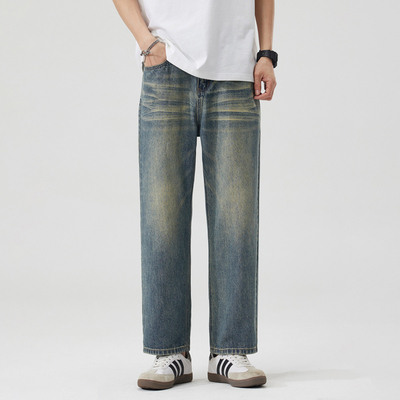 吾一白awhite休闲直筒九分牛仔裤