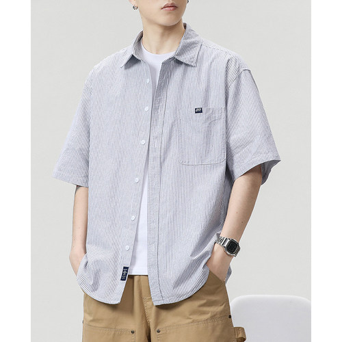 吾一白awhite夏季条纹衬衫外套男