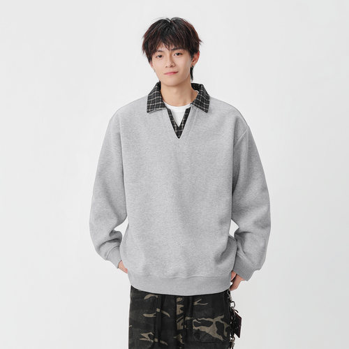 吾一白awhite男生假两件休闲卫衣