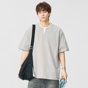 男士 男生百搭简约休闲风短袖 宽松老钱风T恤 2026新款 吾一白夏季