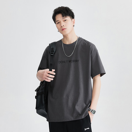 吾一白awhite宽松圆领短袖T恤男