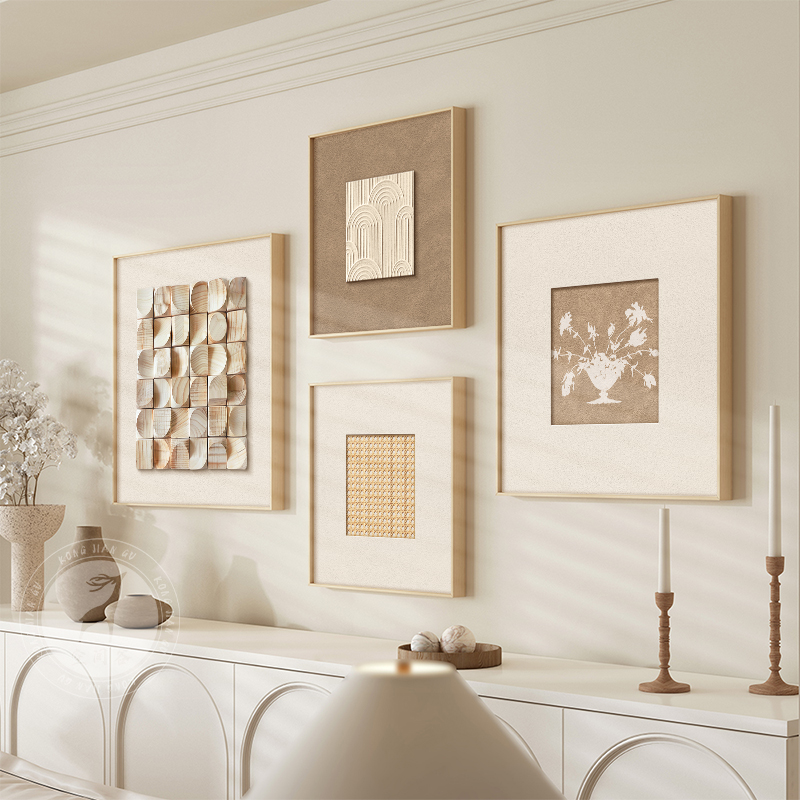 法式奶油风餐厅装饰画高级感组合壁画意式极简客厅沙发背景墙挂画